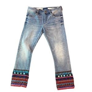 Anthropologie Pilcro and the Letterpress slim straight beaded embroidered jeans